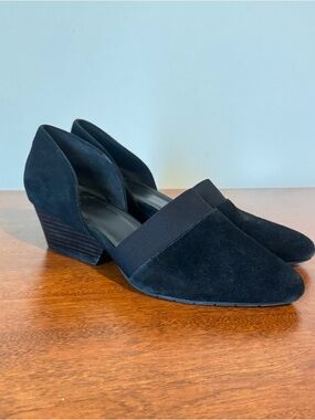 Eileen Fisher Hilly Wedge Suede D'orsay Pump Size 8 US Black Shoes Heel